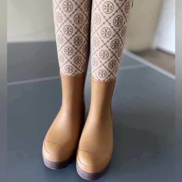 Tory Burch Women's T Monogram Foul Weather Tall Boots - Picture 2 of 9